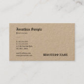 クラフト紙のノスタルジックで古い英国の文字のテンプレート 名刺 (正面)