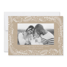 クラフト紙のホリデーフォトカード 祝祭の葉
