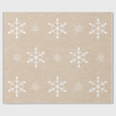 クラフト紙の一見および白い雪片|のクリスマス ラッピングペーパー (フラット)