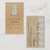 クラフト紙の一見の素朴なメーソンジャーのモダンの花柄 名刺 (正面/裏面)