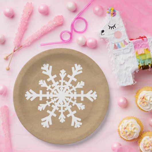 クラフト紙の一見の素朴な雪片 ペーパープレート (パーティー)