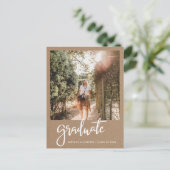 クラフト紙の卒業パーティー，日付写真を保存 ポストカード (スタンド正面)