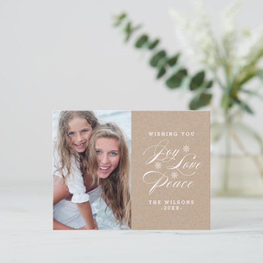 クラフト紙の喜びは%PIPE%の休日の郵便はがきを望みます シーズンポストカード (スタンド正面)