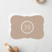 クラフト紙の背景のモノグラム ノートカード (正面/裏面インサイチュ)