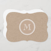 クラフト紙の背景のモノグラム ノートカード (正面/裏面)