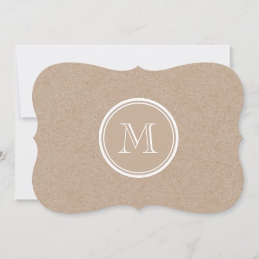 クラフト紙の背景のモノグラム ノートカード (正面)