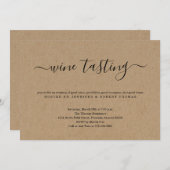 クラフト紙の背景を使ったワインチェックの招待状 招待状 (正面/裏面)