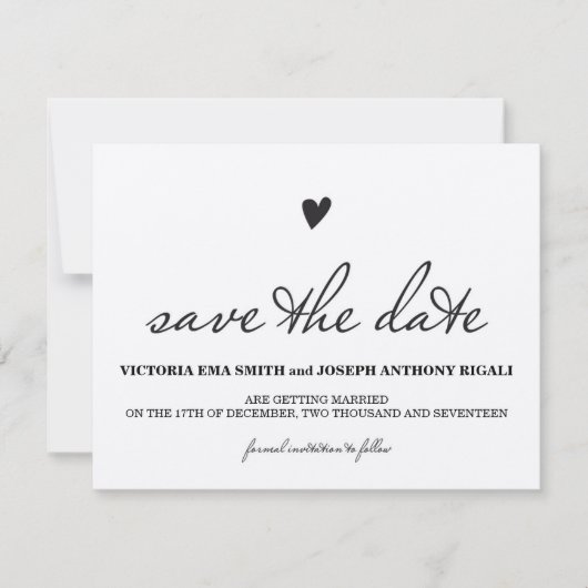 クラフト紙のSave The Dateカード 招待状 (正面)