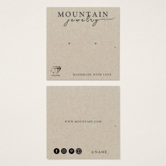 クラフト紙はっきりしたフォントタイポグラフィイヤリングホルダー (正面&裏面)