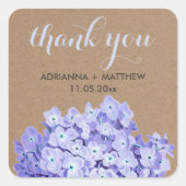 クラフト紙アジサイフローラサンキュー結婚ズ スクエアシール (正面)