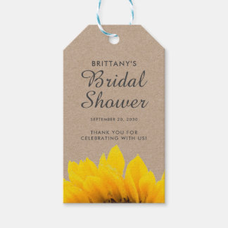 クラフト紙イエローサンフラワーブライダルシャワー ギフトタグ