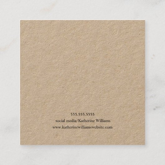 クラフト紙イヤリングディスプレイ |ワイルドフラワーフローラ スクエア名刺 (裏面)