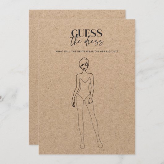 クラフト紙ウェディングシャワー推測ザドレスゲーム (正面/裏面)