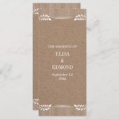 クラフト紙ウェディングプログ葉ラム プログラム (正面/裏面)