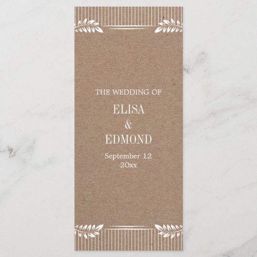 クラフト紙ウェディングプログ葉ラム プログラム (正面)