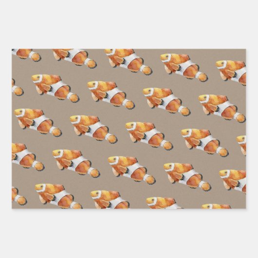 クラフト紙ウォーターカラーエンジェルフィッシュ ラッピングペーパーシート (正面3)