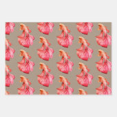 クラフト紙ウォーターカラークラウンテールベッタフィッシュ2 ラッピングペーパーシート (正面2)