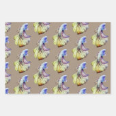 クラフト紙ウォーターカラークラウンテールベッタフィッシュ2 ラッピングペーパーシート (正面)