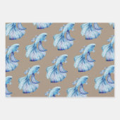 クラフト紙ウォーターカラークラウンテールベッタフィッシュ ラッピングペーパーシート (正面)