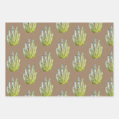 クラフト紙ウォーターカラーグリーンコーラルリーフ ラッピングペーパーシート (正面)