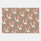 クラフト紙ウォーターカラートロピカルハイビスカスモンステラ ラッピングペーパーシート (正面2)