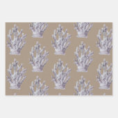 クラフト紙ウォーターカラーマルベリーコーラルリーフ ラッピングペーパーシート (正面3)