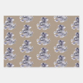 クラフト紙ウォーターカラーマルベリーコーラルリーフ ラッピングペーパーシート (正面2)