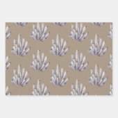 クラフト紙ウォーターカラーマルベリーコーラルリーフ ラッピングペーパーシート (正面)