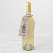 クラフト紙ウッドランドツリー金ゴールドスノーエレガント ボトルネックタグ (アングル)