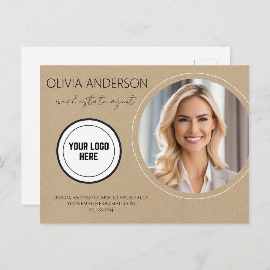 クラフト紙カスタマイズ実在可能エテートマーケティング ポストカード (正面/裏面)