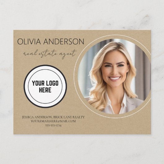 クラフト紙カスタマイズ実在可能エテートマーケティング ポストカード (正面)