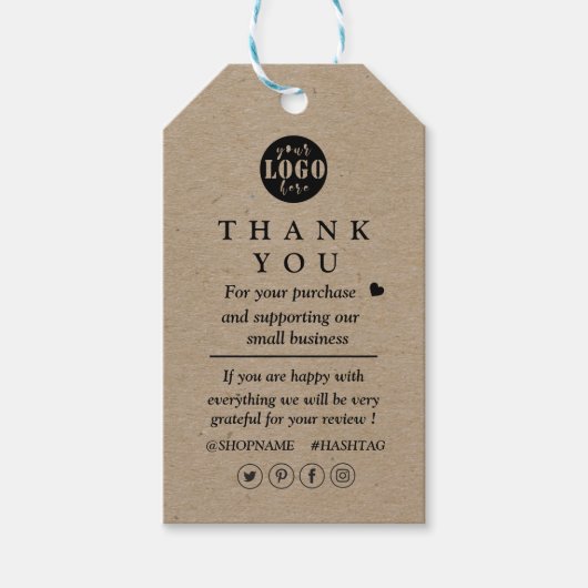 クラフト紙カスタムのロ感謝していゴはギフトラベル ギフトタグ (正面)
