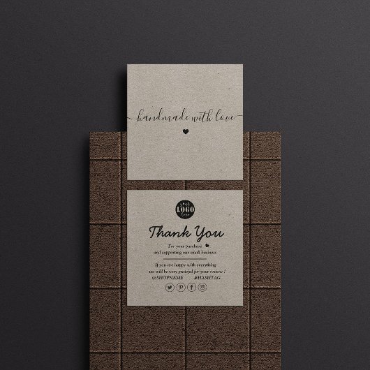 クラフト紙カスタムロゴありがとうございま自然す スクエア名刺