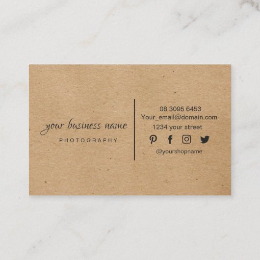 クラフト紙カスタムロゴありがとう名刺。 名刺 (裏面)