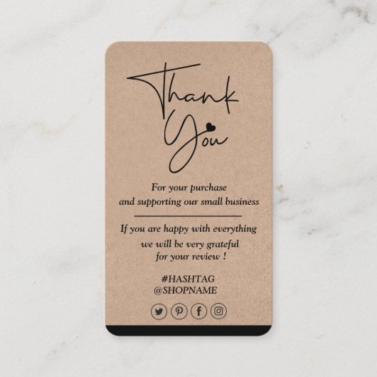 クラフト紙カスタムロゴ感謝していユー名刺 名刺 (正面)