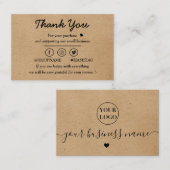 クラフト紙カスタムロゴ感謝していユー名刺 名刺 (正面/裏面)
