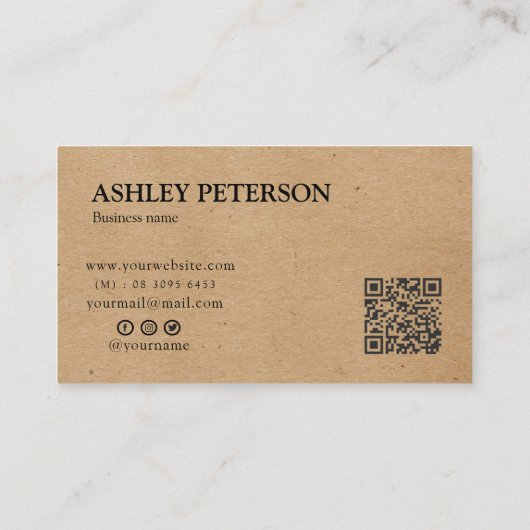 クラフト紙カスタムロゴ感謝していユー名刺 名刺 (裏面)