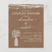 クラフト紙カップルのシャワー素朴招待状 (正面)