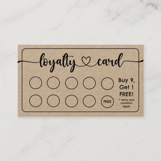 クラフト紙カフェコーヒーショップあなたのロゴを追加 ロイヤリティカード (正面)