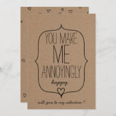 クラフト紙キュートハートおもしろいバレンティンデー シーズンカード (正面/裏面)