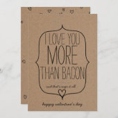 クラフト紙キュートハートおもしろいベーコンヴァレンティーンズデイ シーズンカード (正面/裏面)