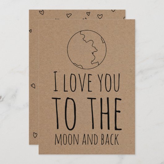 クラフト紙キュートムーンヴァレンティおもしろいンズデイ シーズンカード (正面/裏面)