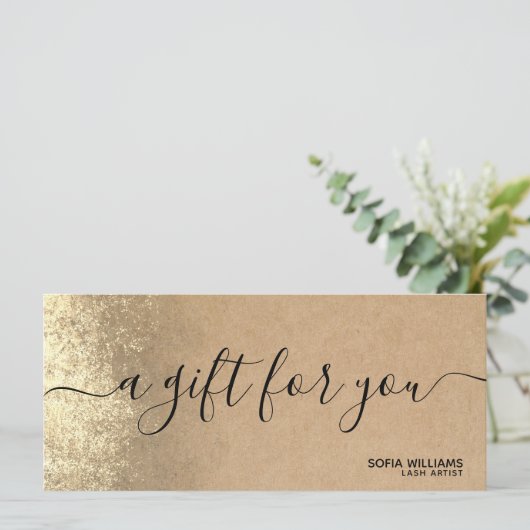 クラフト紙ギフト証明書ギフトカード追加ロゴ (スタンド正面)