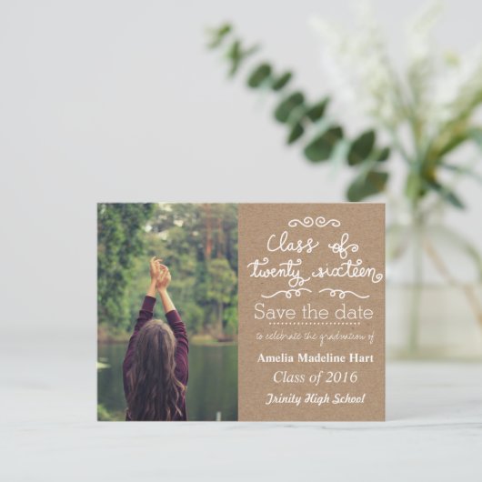 クラフト紙クラスOf 2016 | 写真の日付を保存 案内ポストカード (スタンド正面)