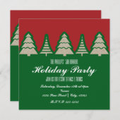 クラフト紙クリスマスツリーレッド&グリーン招待状 招待状 (正面/裏面)