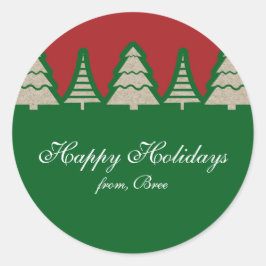 クラフト紙クリスマスツリー素朴ホリデーステッカー ラウンドシール