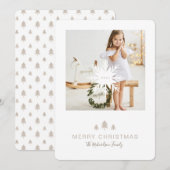 クラフト紙クリスマスツリー&スノーフレーク1写真 シーズンカード (正面/裏面)
