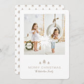 クラフト紙クリスマスツリー&スノーフレーク2写真 シーズンカード (正面/裏面)