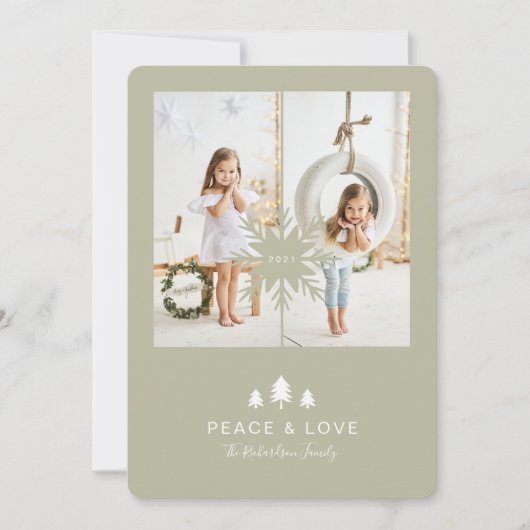 クラフト紙クリスマスツリー&スノーフレーク2写真 シーズンカード (正面)