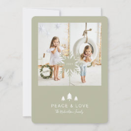 クラフト紙クリスマスツリー&スノーフレーク2写真 シーズンカード